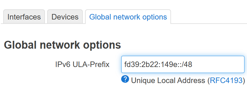 IPv6 ULA 前缀设置